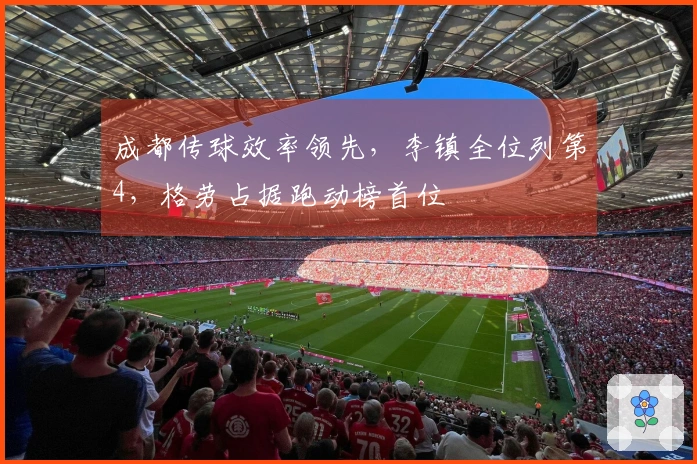 成都传球效率领先，李镇全位列第4，格劳占据跑动榜首位